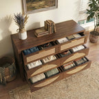 Rattan Dresser with Arched Design and Woven Drawer Fronts