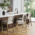 Counter Height Bar Stool with Woven Faux Leather Back