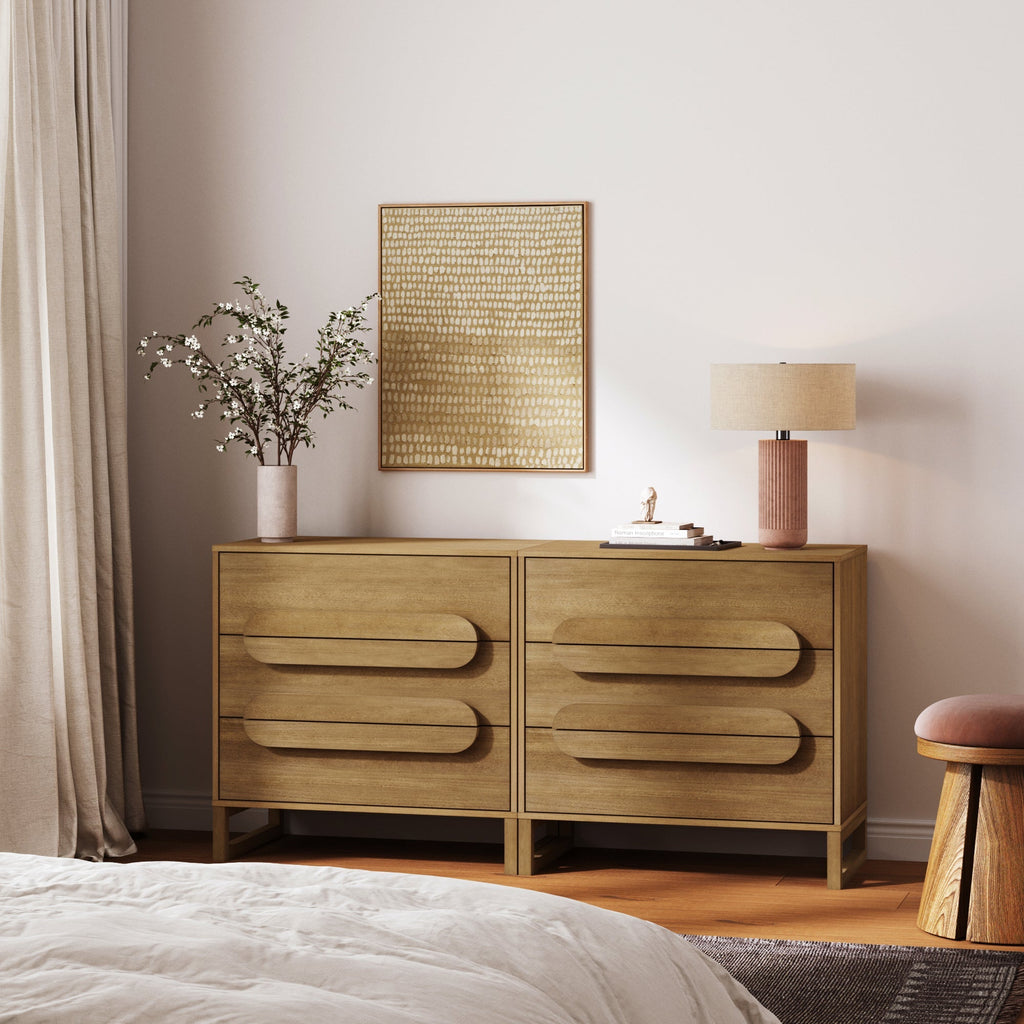 Wood Dresser with Integrated Handles and Anti Tip