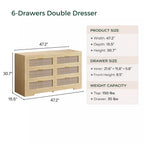 Rattan Dresser with Six Drawers and Modular Placement