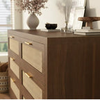 Rattan Dresser with Six Drawers and Modular Placement