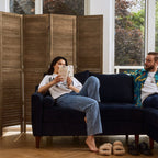 Louvered Wooden Room Divider with Folding Panels