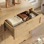 Rattan Dresser with Six Drawers and Modular Placement