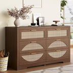 Rattan Dresser with Arched Design and Woven Drawer Fronts