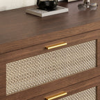 Rattan Dresser with Six Drawers and Modular Placement