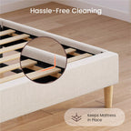 Upholstered Wingback Platform Bed Frame with Charging Ports