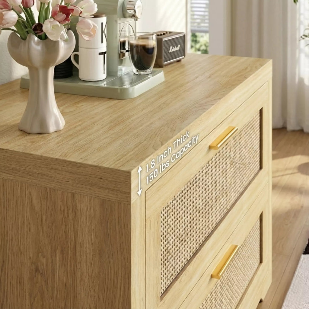 Rattan Dresser with Six Drawers and Modular Placement