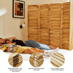 Louvered Wooden Room Divider with Folding Panels