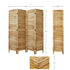 Louvered Wooden Room Divider with Folding Panels
