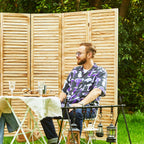 Louvered Wooden Room Divider with Folding Panels