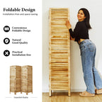 Louvered Wooden Room Divider with Folding Panels
