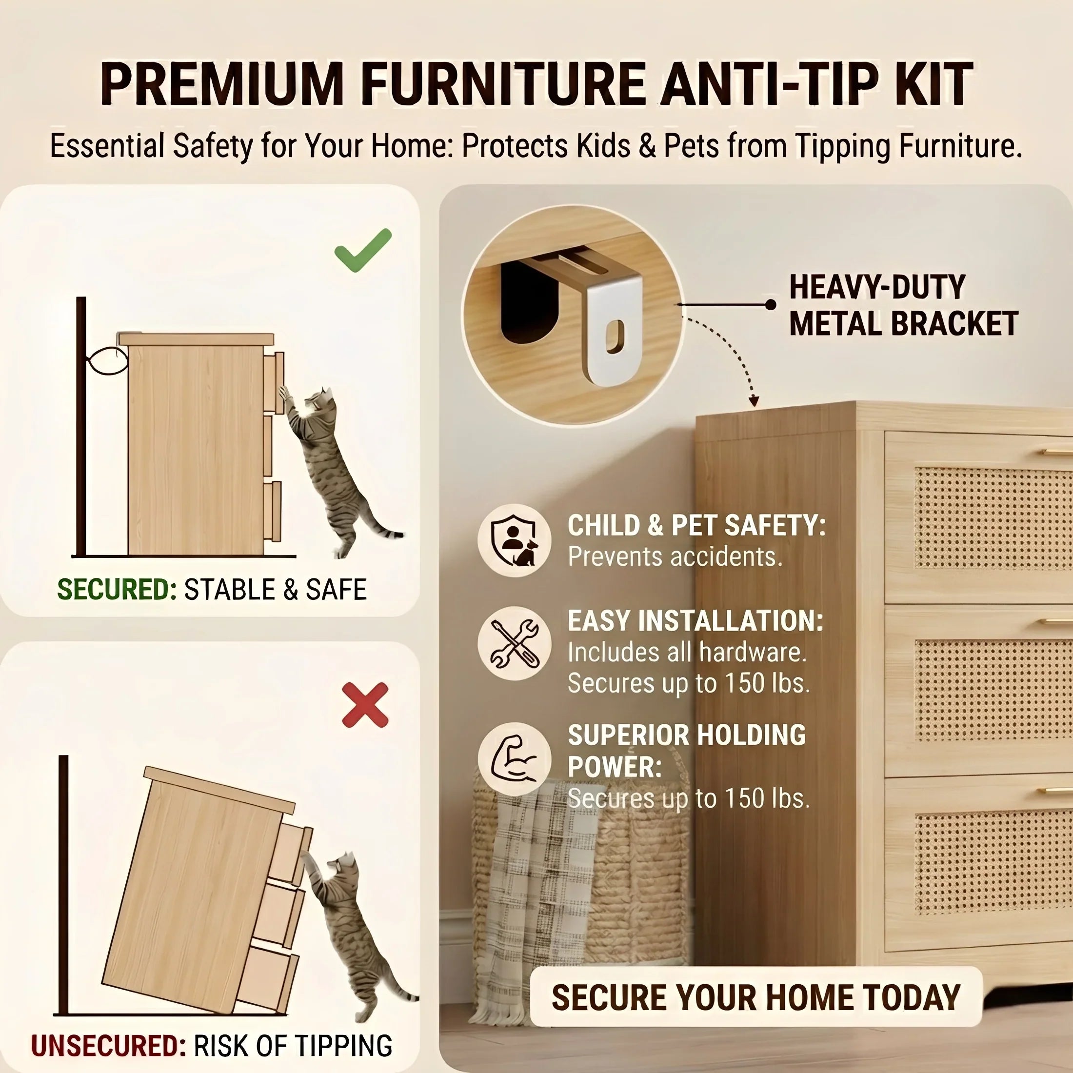Rattan Dresser with Six Drawers and Modular Placement