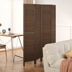 Louvered Wooden Room Divider with Folding Panels