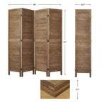 Louvered Wooden Room Divider with Folding Panels